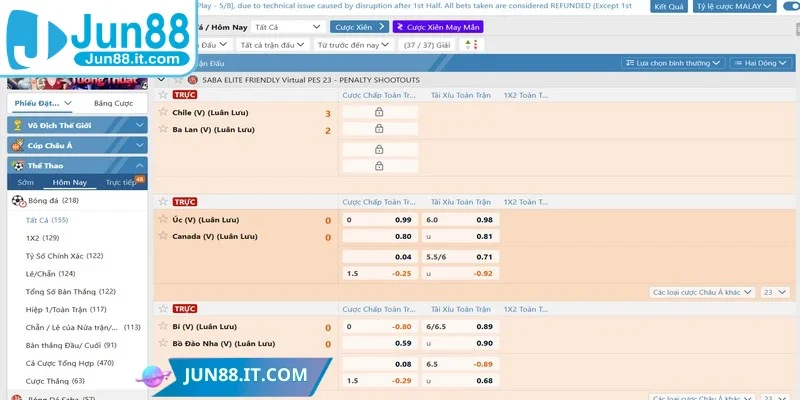 SBOBET được tích hợp trực tiếp trong sảnh thể thao tại Jun88